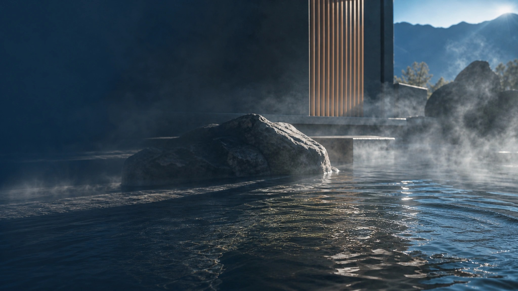烏來水岸溫泉 — 溫泉池建築情境